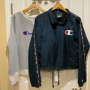 Champion windbreaker and bonus of Champion sweatshirt Jacket NWOT. Immaculate.